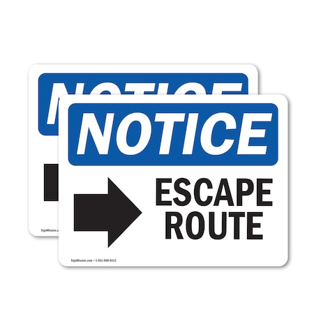 Signmission Escape Route (Right Arrow) Sign With Symbol, 7 in W x Rectangle, Vinyl Decal OS-2PACK-NS-D-57-L-12138